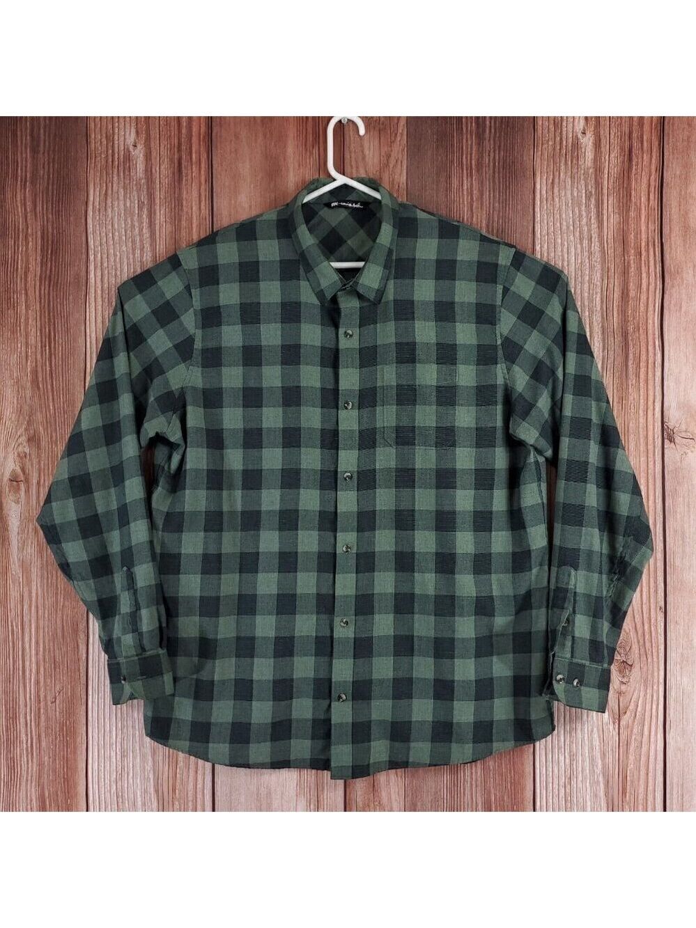 Travis Mathew Mens Size XXL Half Moon Bay Long Sleeve Laurel Green Check Shirt